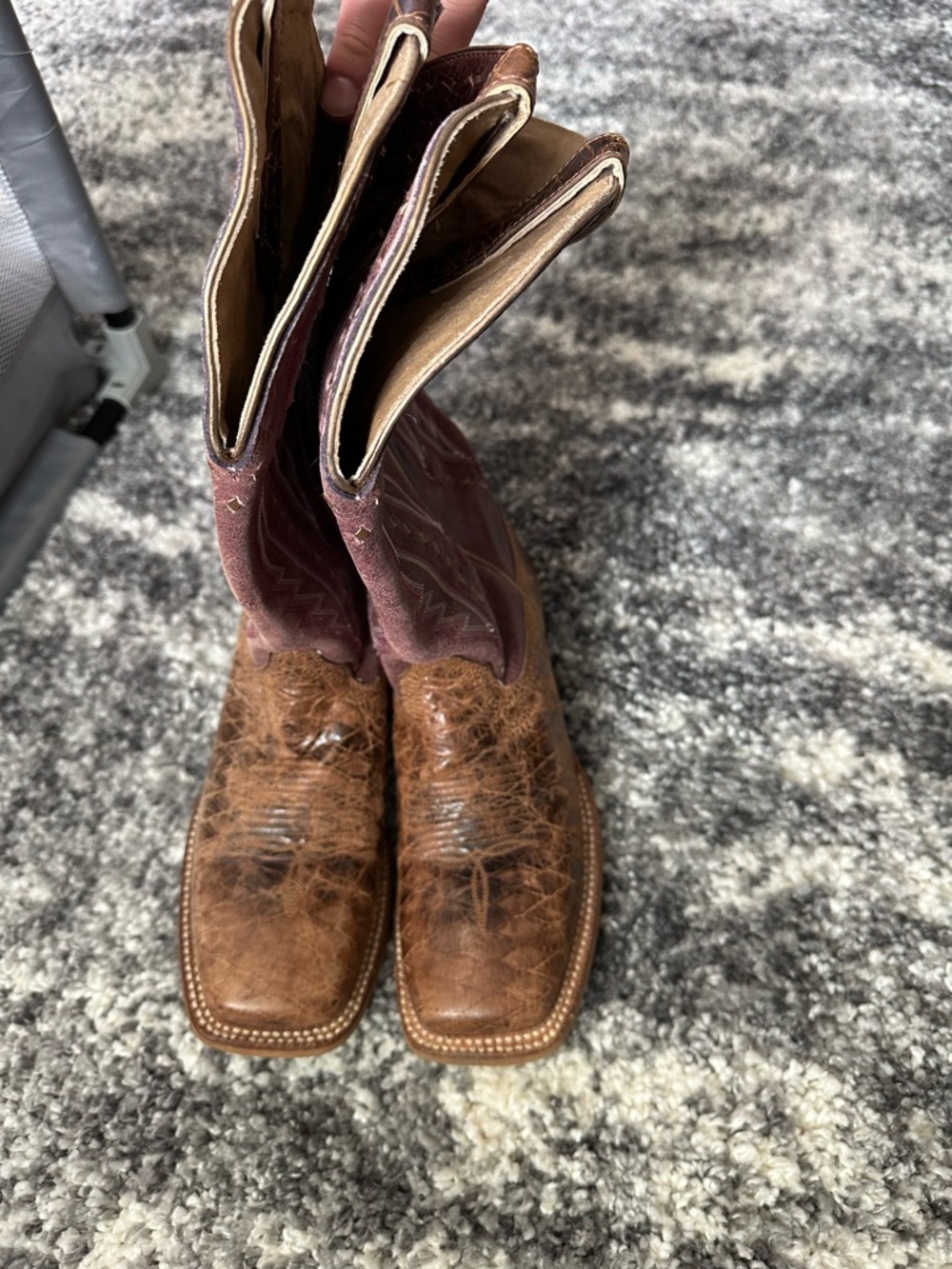 Ariat Tan Suede Western Boot Interior View